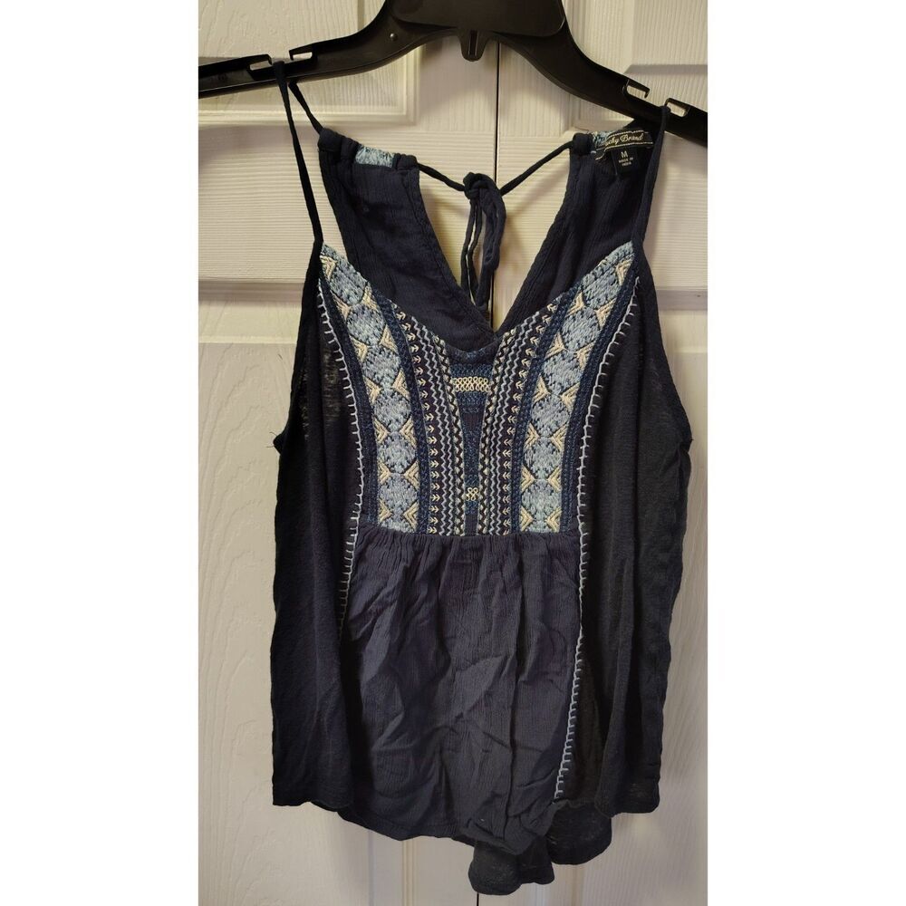 Lucky Brand‎ Medium navy blue embroidered sleeveless tank